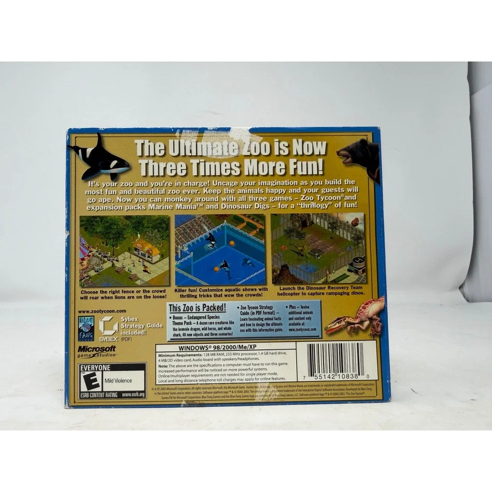 Zoo Tycoon Complete Colection PC CDROM Microsoft 03 Marine Mania Dinosaur Digs E